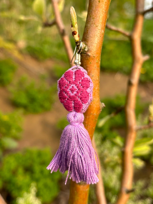 Lavender and Pink PomPom Earrings