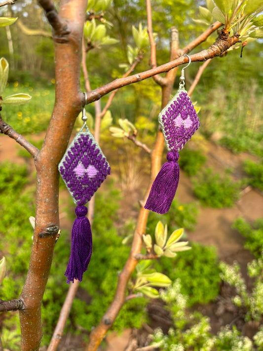 Mauve PomPom Earrings