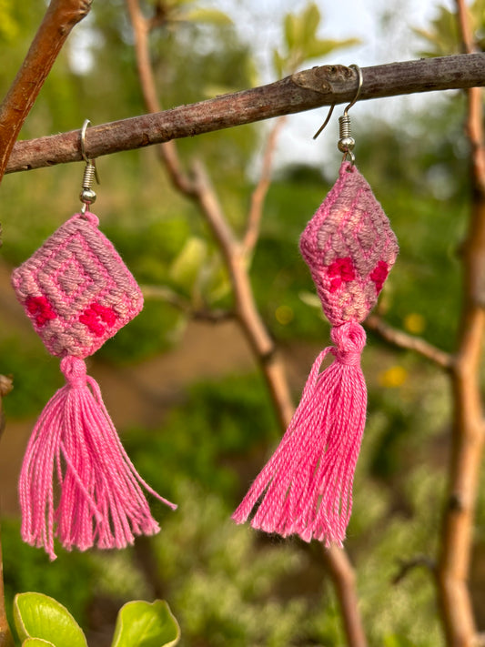 Pink PomPom Earrings