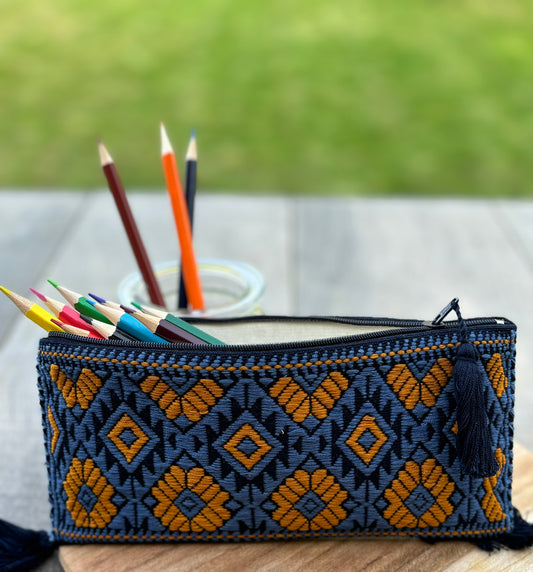 Navy and Ochre Pura Pouch