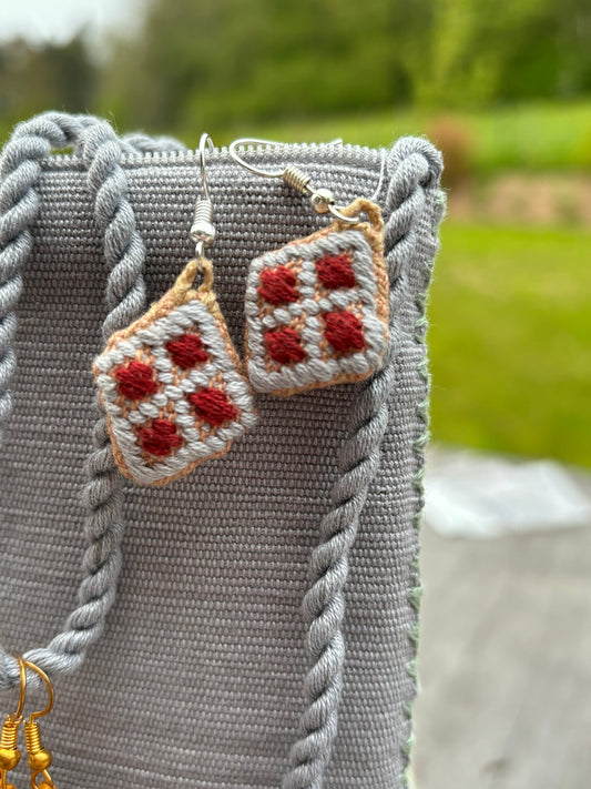 red and gray Solana Earrings