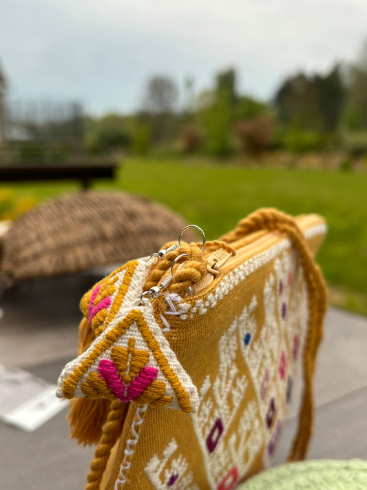 White and Ochre Solana Earrings