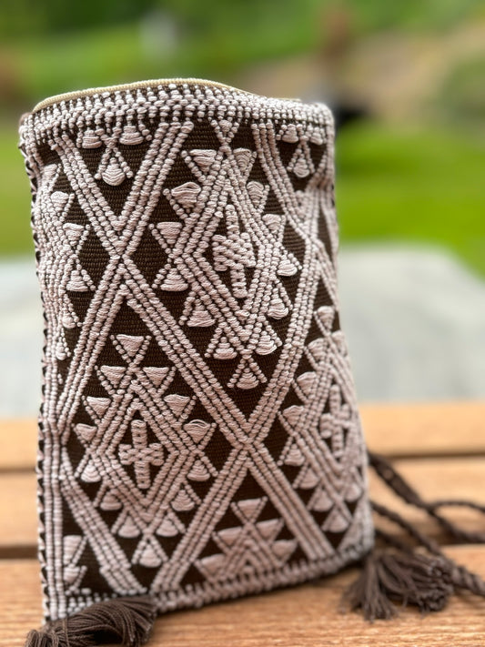 Brown and White Solana Pouch